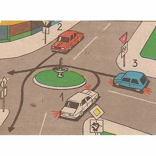 Ilustrație întrebare ARR: Care este ordinea de trecere prin intersecția din imaginea alăturată?